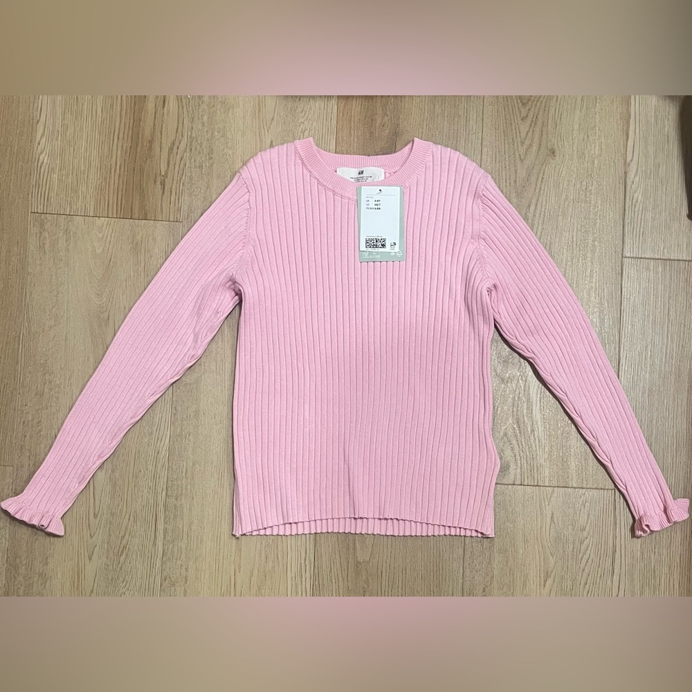 H&M Soft Pink Ribbed Kids Sweater
